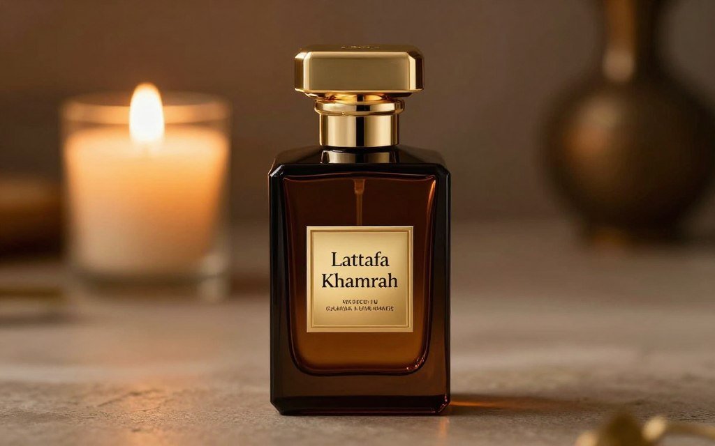 Frasco dourado de Perfume Lattafa Khamrah Eau de Parfum (100 ml)
