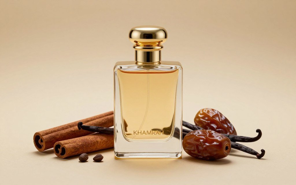 Khamrah Lattafa com elementos aromáticos