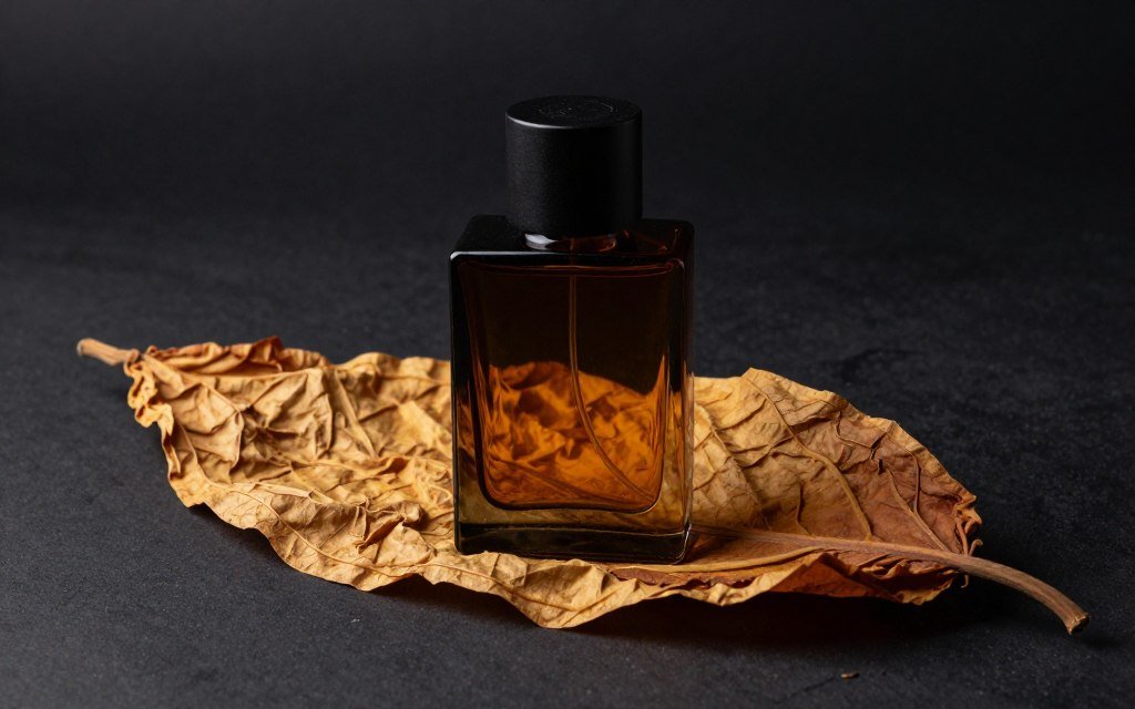 Folhas de tabaco e perfume masculino