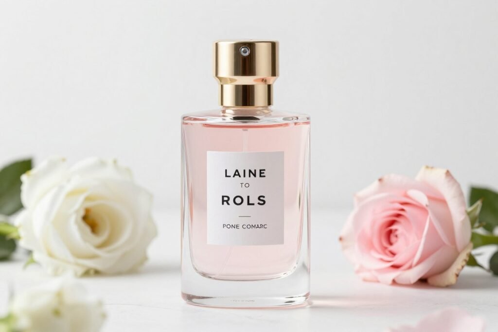 Fragrância floral em cenário claro