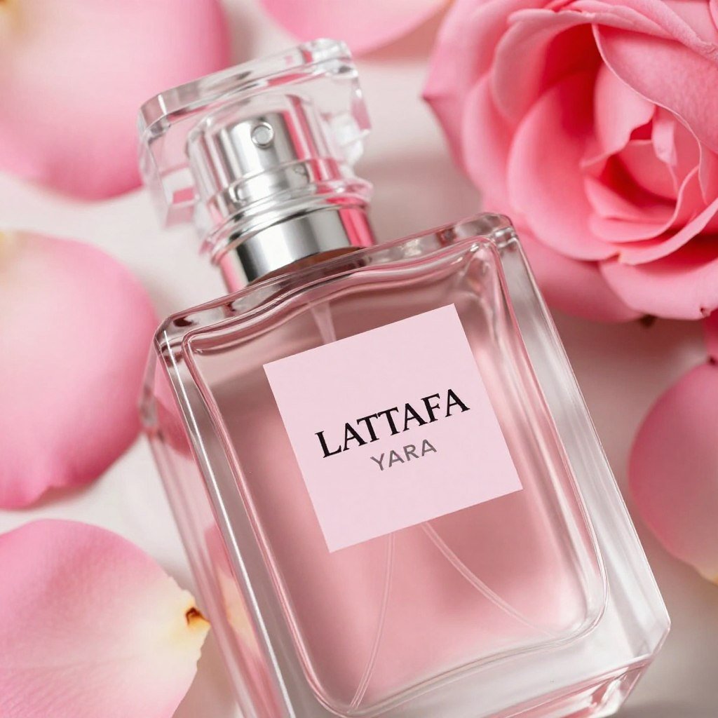 Frasco Lattafa Yara Rose em close