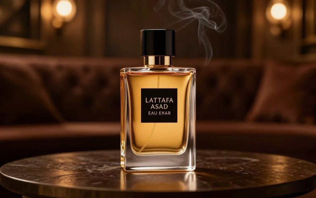 Lattafa Asad Eau Parfum em cenário sofisticado