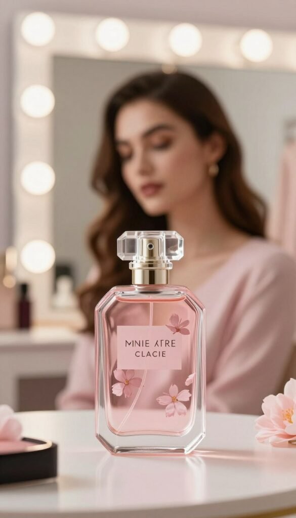 Mulher usando perfume feminino Lattafa Yara