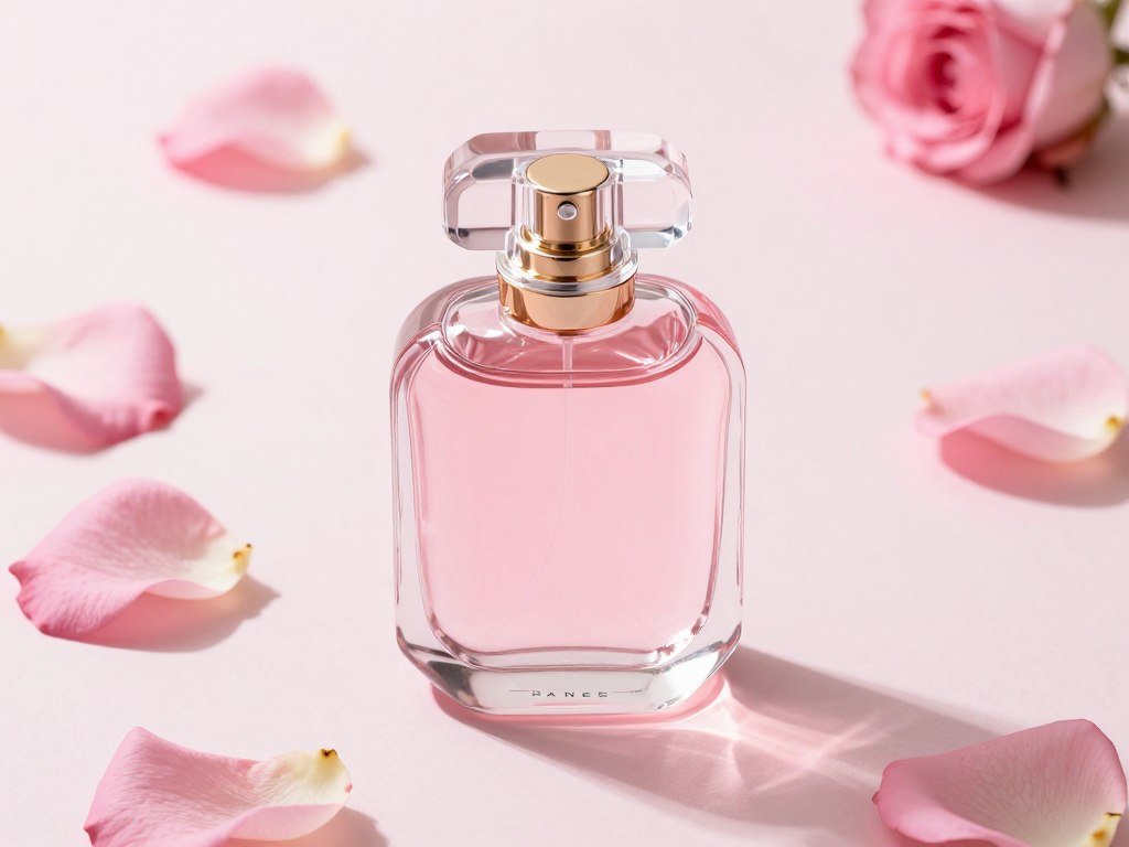 Perfume rosa em composição de luxo